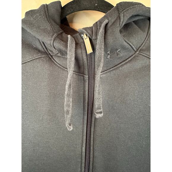 Under Armour Black Zip Up Hooded Fitted Cotton Blend Jacket Size Small - Picture 6 of 6